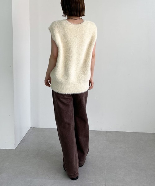 archives（アルシーヴ）の「ダブルフェイスフェザーニットベスト（ベスト・レディース・グレー/ブラウン/アイボリー・MEDIUM）」の12枚目の写真