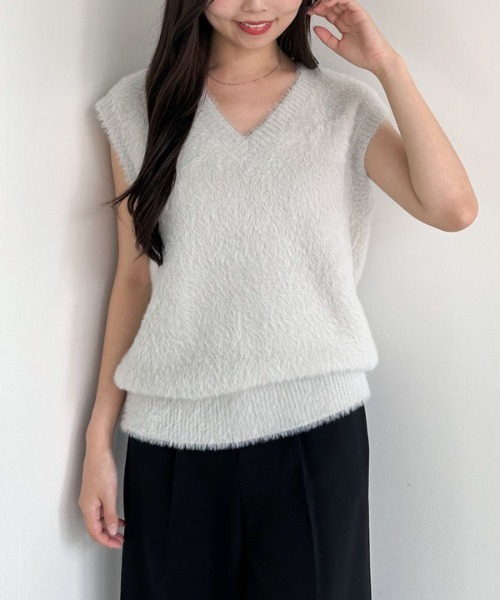 archives（アルシーヴ）の「ダブルフェイスフェザーニットベスト（ベスト・レディース・グレー/ブラウン/アイボリー・MEDIUM）」の14枚目の写真