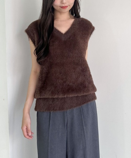 archives（アルシーヴ）の「ダブルフェイスフェザーニットベスト（ベスト・レディース・グレー/ブラウン/アイボリー・MEDIUM）」の22枚目の写真