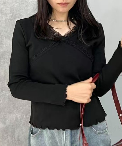 mebole(メボレ)の「レースメロウリブニット(ニット/セーター・レディース・ブラック/ホワイト・FREE)」の17枚目の写真