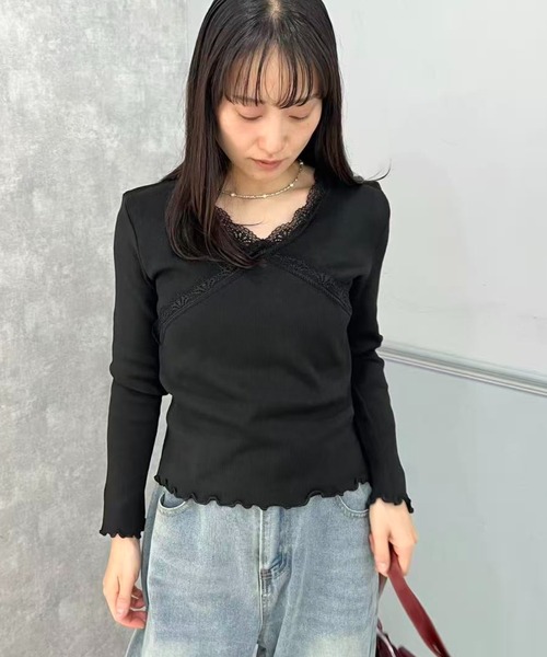 mebole(メボレ)の「レースメロウリブニット(ニット/セーター・レディース・ブラック/ホワイト・FREE)」の20枚目の写真