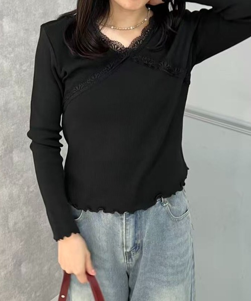 mebole(メボレ)の「レースメロウリブニット(ニット/セーター・レディース・ブラック/ホワイト・FREE)」の22枚目の写真