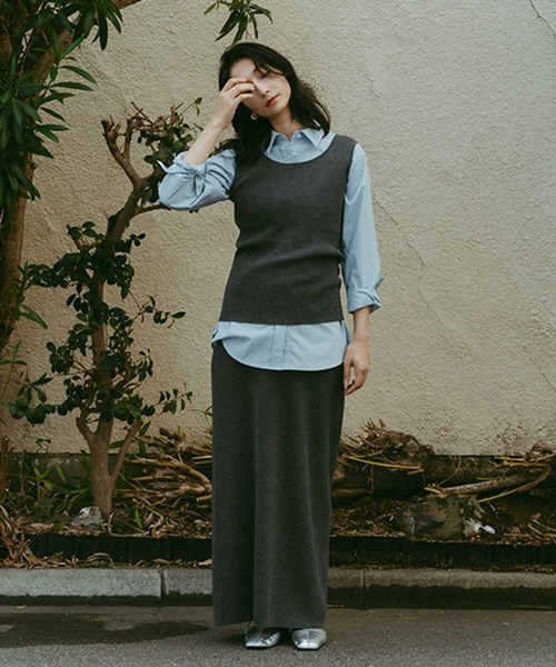 studio CLIP（スタディオクリップ）の「《ウタオ》リブニットタンクトップ（ニット/セーター・レディース・オフホワイト/ブラック/グレー/ブラウン・FREE）」の10枚目の写真