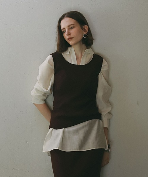 studio CLIP（スタディオクリップ）の「《ウタオ》リブニットタンクトップ（ニット/セーター・レディース・オフホワイト/ブラック/グレー/ブラウン・FREE）」の12枚目の写真