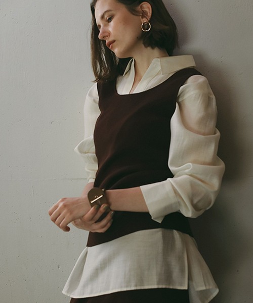 studio CLIP（スタディオクリップ）の「《ウタオ》リブニットタンクトップ（ニット/セーター・レディース・オフホワイト/ブラック/グレー/ブラウン・FREE）」の13枚目の写真