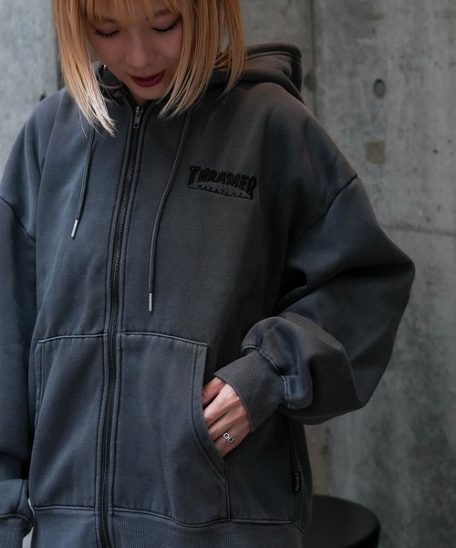[THRASHER] Pigment Kimou ZIP‑front — хэви‑футболка/толстовка с подкладкой, хеби‑свeт вслед