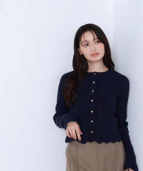 【美品】キリュウキリュウ　スタンドカラー　フリル　カーディガン　コート　ボタン 星箱Works】小鳥ボタンのフリルカーディガン/O26127384 | KIST