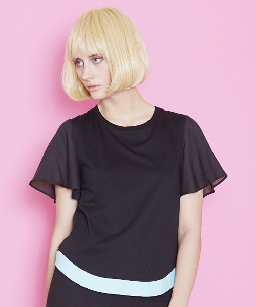 AVIE(アビィ)の「ソフティースリーブTee(Tシャツ/カットソー・レディース・ブラック/オフホワイト/グリーン・フリー)」の2枚目の写真