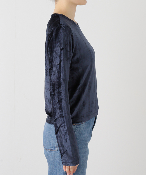 OUTDOOR PRODUCTS（アウトドアプロダクツ）の「miller velor prib L/S tee（Tシャツ/カットソー・レディース・オレンジ/アイボリー/ネイビー・FREE）」の8枚目の写真