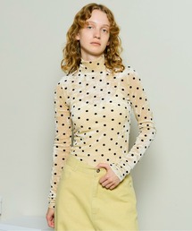 メゾンスペシャル　ドット柄　ブラウス 2way Sleeve Dot Ruffle Blouse/2WAYスリーブドットフリル