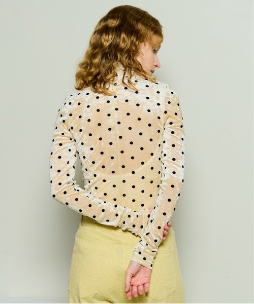 MAISON SPECIAL（メゾンスペシャル）の「Velor Mesh Dot Tops / ベロアメッシュドットタートルトップ（Tシャツ/カットソー・レディース・マルチ・FREE）」の3枚目の写真