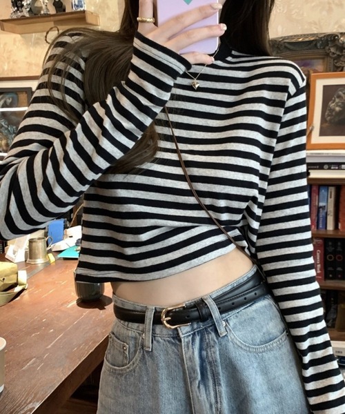 SHOUYO(ショウヨウ)の「ボーダー柄ベーシックロングスリーブTシャツ(Tシャツ/カットソー・レディース・レッド/ブラック・M)」の14枚目の写真