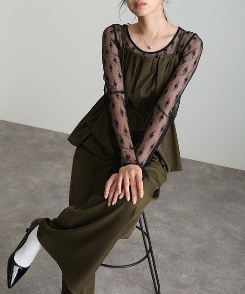 atlo(アトロ)の「バルーンキャミ ビスチェ パンツドレス フォーマル お呼ばれ&ロング丈ワイドパンツ セットアップ 結婚式 二次会 同窓会 成人式 オケージョンドレス (パンツドレス・レディース・ブラック/カーキ/チャコール・M/S/L)」の9枚目の写真
