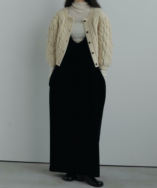 anuke/アンヌーク] Uネック ベロアワンピース（ワンピース