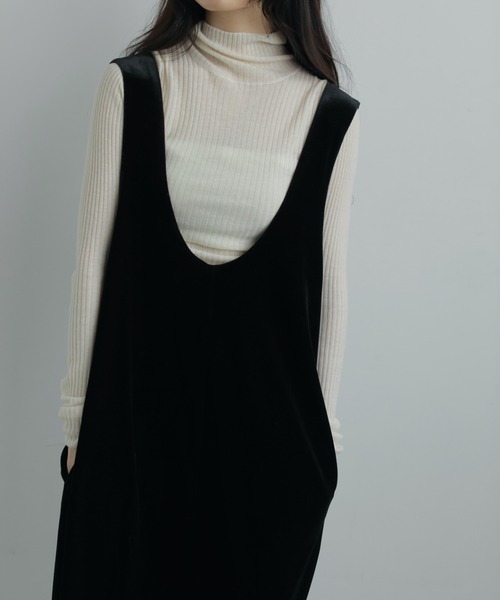 anuke/アンヌーク] Uネック ベロアワンピース（ワンピース