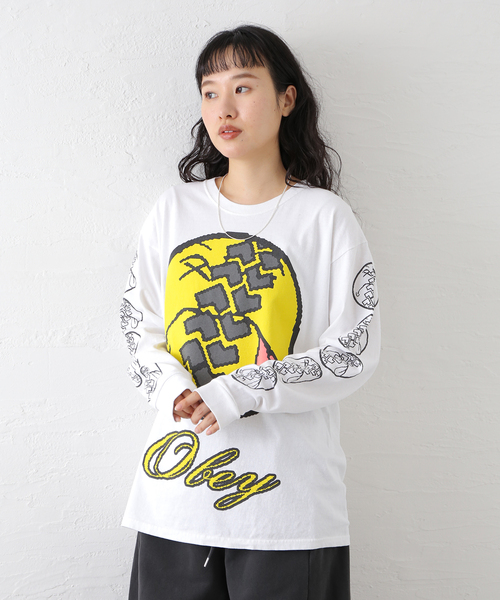 OBEY（オベイ）の「OBEY / オベイ SMILE TIRE VINTAGE OVERSIZE TEES（Tシャツ/カットソー・メンズ・ホワイト・MEDIUM/LARGE）」の2枚目の写真