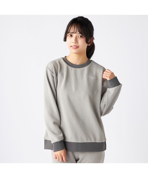 marie claire(マリ・クレール)の「marie claire sports マリクレールスポーツ ラメ糸 ブランド ロゴ 丸首 シャツ トップス(Tシャツ/カットソー・レディース・ブラック/チャコールグレー・L/LL/M)」の1枚目の写真