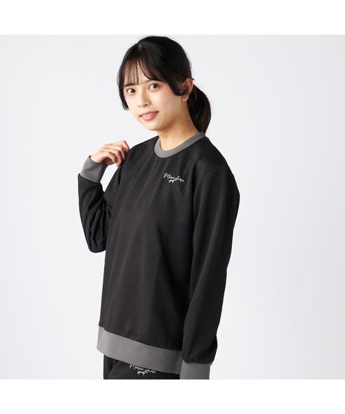 marie claire(マリ・クレール)の「marie claire sports マリクレールスポーツ ラメ糸 ブランド ロゴ 丸首 シャツ トップス(Tシャツ/カットソー・レディース・ブラック/チャコールグレー・L/LL/M)」の3枚目の写真