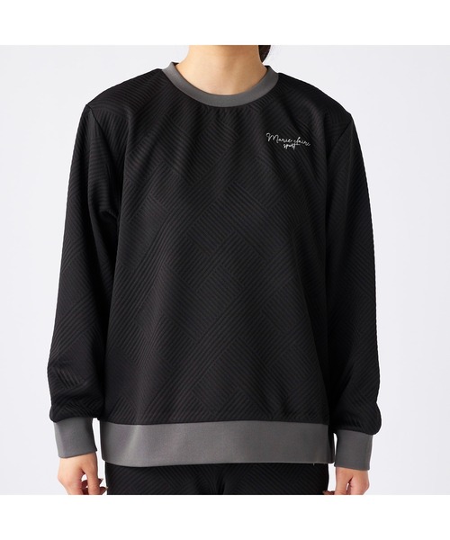 marie claire(マリ・クレール)の「marie claire sports マリクレールスポーツ ラメ糸 ブランド ロゴ 丸首 シャツ トップス(Tシャツ/カットソー・レディース・ブラック/チャコールグレー・L/LL/M)」の8枚目の写真