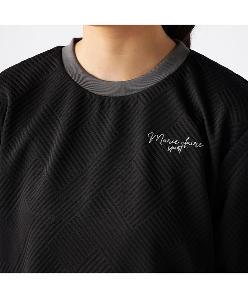 marie claire(マリ・クレール)の「marie claire sports マリクレールスポーツ ラメ糸 ブランド ロゴ 丸首 シャツ トップス(Tシャツ/カットソー・レディース・ブラック/チャコールグレー・L/LL/M)」の11枚目の写真