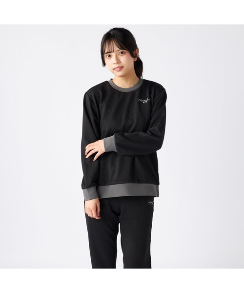 marie claire(マリ・クレール)の「marie claire sports マリクレールスポーツ ラメ糸 ブランド ロゴ 丸首 シャツ トップス(Tシャツ/カットソー・レディース・ブラック/チャコールグレー・L/LL/M)」の5枚目の写真