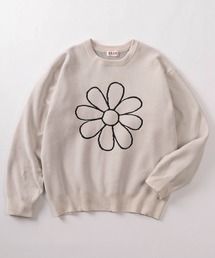 SlashDate（スラッシュデイト）の「【72】グラフィックデザイン ロゴ／フラワー／ハートモチーフ クルーネックモールニット（ニット/セーター）」