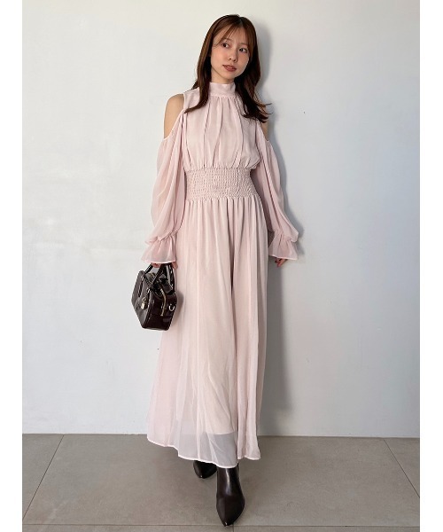 SNIDEL（スナイデル）の「コールドショルダーボウタイワンピース（ワンピース・レディース・ライトピンク/マルチ/ネイビー・0/1）」の20枚目の写真