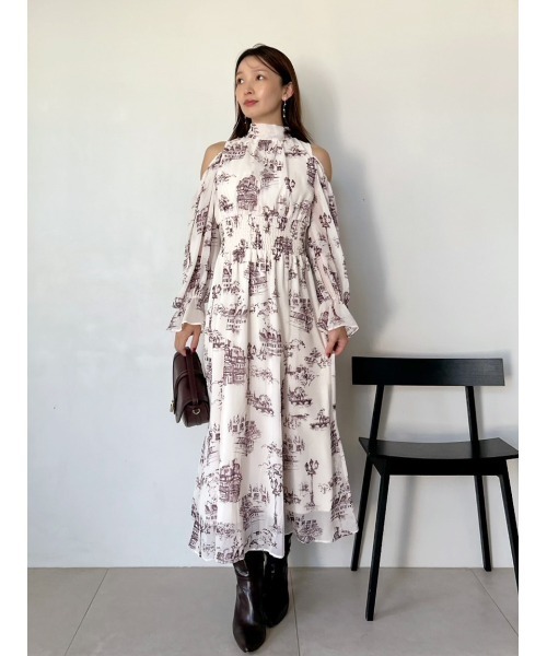 12月25日まで限定値下【snidel】コールドショルダーボウタイワンピース スナイデル SNIDEL コールドショルダーボウタイワンピース （MIX