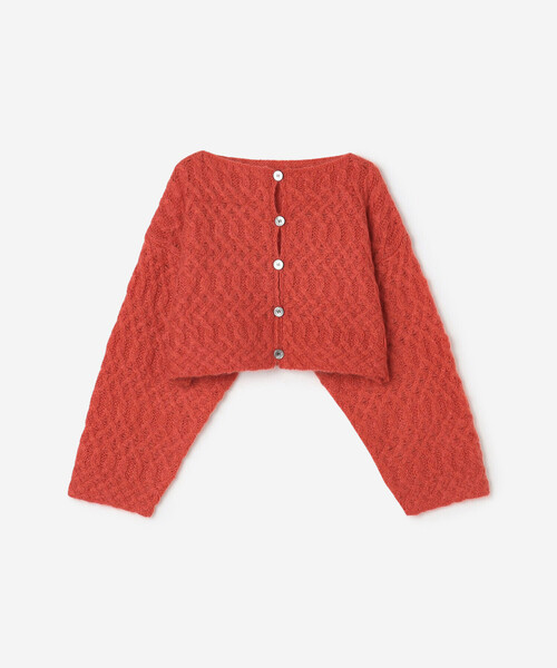 WALANCE(ワランス)の「WALANCE | ウールモヘア クロップドカーディガン WOMEN(カーディガン/ボレロ・レディース・ホワイト系その他/レッド・F)」の3枚目の写真