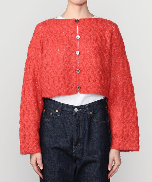 WALANCE(ワランス)の「WALANCE | ウールモヘア クロップドカーディガン WOMEN(カーディガン/ボレロ・レディース・ホワイト系その他/レッド・F)」の8枚目の写真