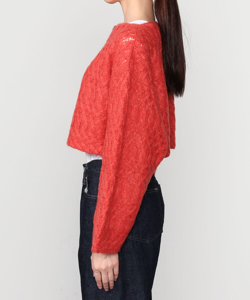 WALANCE(ワランス)の「WALANCE | ウールモヘア クロップドカーディガン WOMEN(カーディガン/ボレロ・レディース・ホワイト系その他/レッド・F)」の9枚目の写真