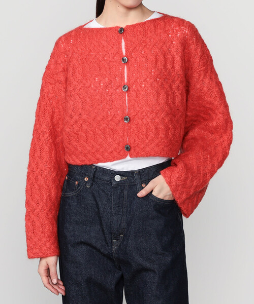 WALANCE(ワランス)の「WALANCE | ウールモヘア クロップドカーディガン WOMEN(カーディガン/ボレロ・レディース・ホワイト系その他/レッド・F)」の11枚目の写真