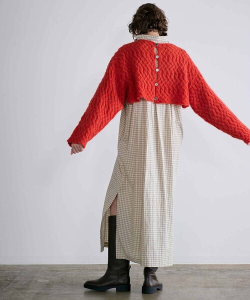 WALANCE(ワランス)の「WALANCE | ウールモヘア クロップドカーディガン WOMEN(カーディガン/ボレロ・レディース・ホワイト系その他/レッド・F)」の13枚目の写真