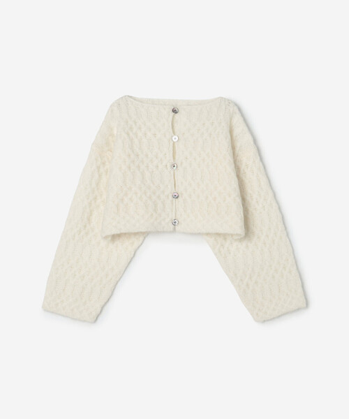 WALANCE(ワランス)の「WALANCE | ウールモヘア クロップドカーディガン WOMEN(カーディガン/ボレロ・レディース・ホワイト系その他/レッド・F)」の15枚目の写真