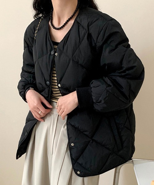 SallyLunn(サリーラン)の「キルティングノーカラージャケット(その他アウター・レディース・ホワイト/ブラウン/ブラック・MEDIUM/LARGE)」の12枚目の写真