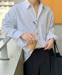 NOWLE(ノウル)の【NOWLE】ルーズフィット ピンストライプ レギュラーシャツ(シャツ/ブラウス)