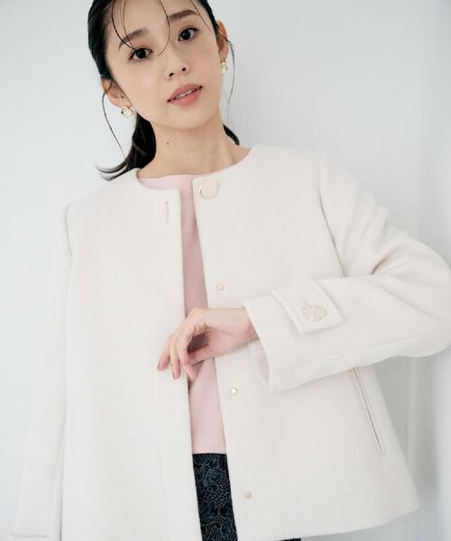 index（インデックス）の「ノーカラーショートコート（ノーカラーコート・レディース・グレー/ナチュラル/ブラウン系その他/ネイビー系5・34/36/38/40/42）」の6枚目の写真