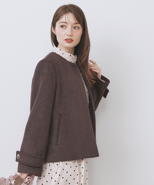 index（インデックス）の「ノーカラーショートコート（ノーカラーコート・レディース・グレー/ナチュラル/ブラウン系その他/ネイビー系5・34/36/38/40/42）」の15枚目の写真