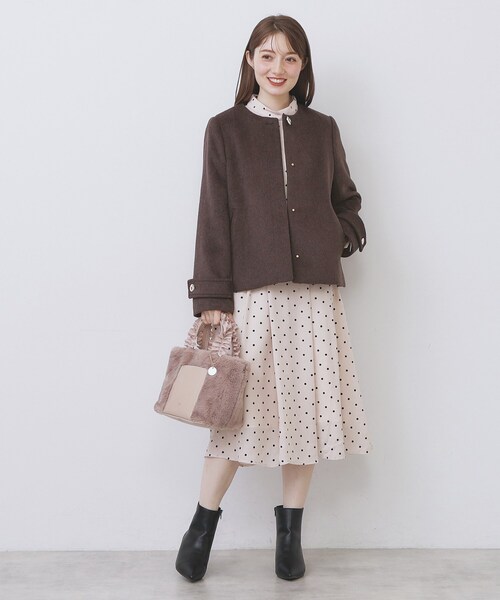 index（インデックス）の「ノーカラーショートコート（ノーカラーコート・レディース・グレー/ナチュラル/ブラウン系その他/ネイビー系5・34/36/38/40/42）」の16枚目の写真