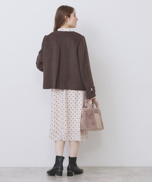 index（インデックス）の「ノーカラーショートコート（ノーカラーコート・レディース・グレー/ナチュラル/ブラウン系その他/ネイビー系5・34/36/38/40/42）」の17枚目の写真