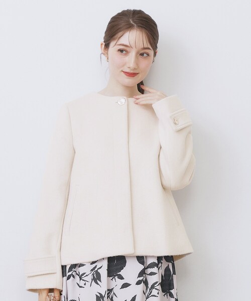 index（インデックス）の「ノーカラーショートコート（ノーカラーコート・レディース・グレー/ナチュラル/ブラウン系その他/ネイビー系5・34/36/38/40/42）」の19枚目の写真