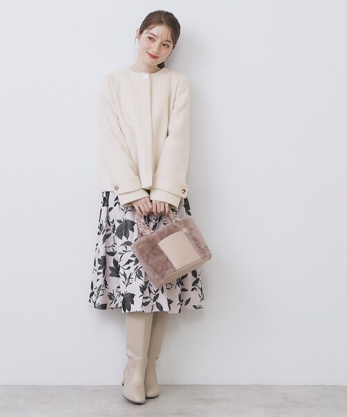 index（インデックス）の「ノーカラーショートコート（ノーカラーコート・レディース・グレー/ナチュラル/ブラウン系その他/ネイビー系5・34/36/38/40/42）」の21枚目の写真