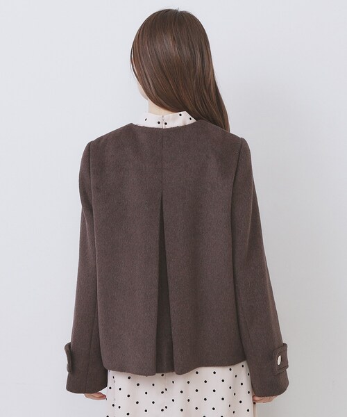 セール】ノーカラーショートコート（ノーカラーコート）｜index