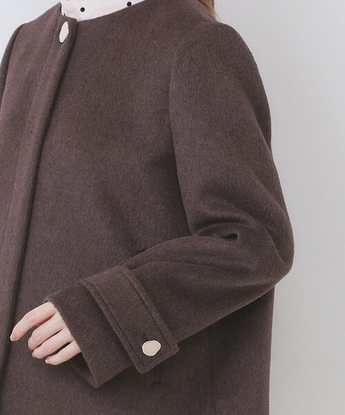 セール】ノーカラーショートコート（ノーカラーコート）｜index