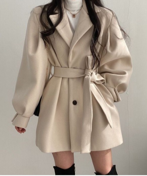 WEGO(ウィゴー)の「WEGO/ウエストマークジャケットワンピース(チェスターコート・レディース・ブラック/アイボリー・LARGE/MEDIUM)」の3枚目の写真