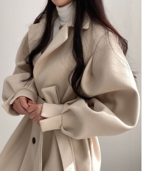 WEGO(ウィゴー)の「WEGO/ウエストマークジャケットワンピース(チェスターコート・レディース・ブラック/アイボリー・LARGE/MEDIUM)」の5枚目の写真