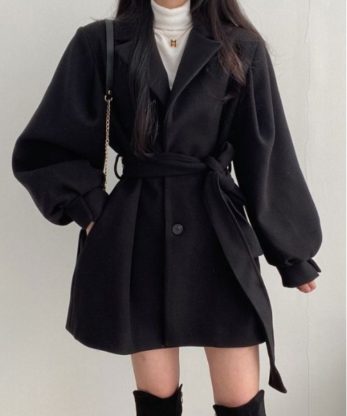 WEGO(ウィゴー)の「WEGO/ウエストマークジャケットワンピース(チェスターコート・レディース・ブラック/アイボリー・LARGE/MEDIUM)」の11枚目の写真