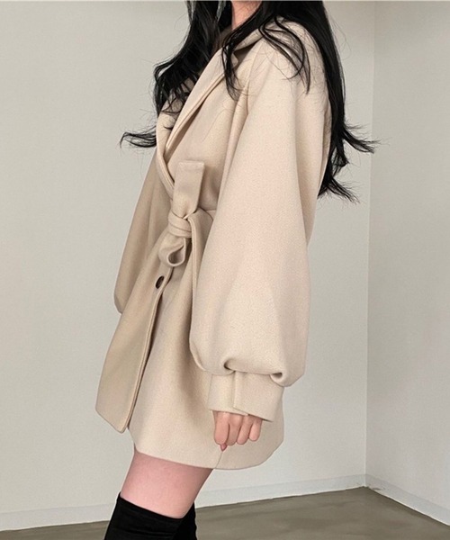 WEGO(ウィゴー)の「WEGO/ウエストマークジャケットワンピース(チェスターコート・レディース・ブラック/アイボリー・LARGE/MEDIUM)」の13枚目の写真