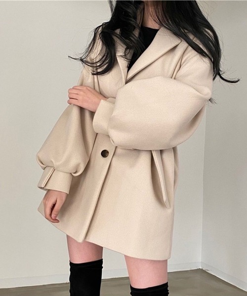 WEGO(ウィゴー)の「WEGO/ウエストマークジャケットワンピース(チェスターコート・レディース・ブラック/アイボリー・LARGE/MEDIUM)」の14枚目の写真