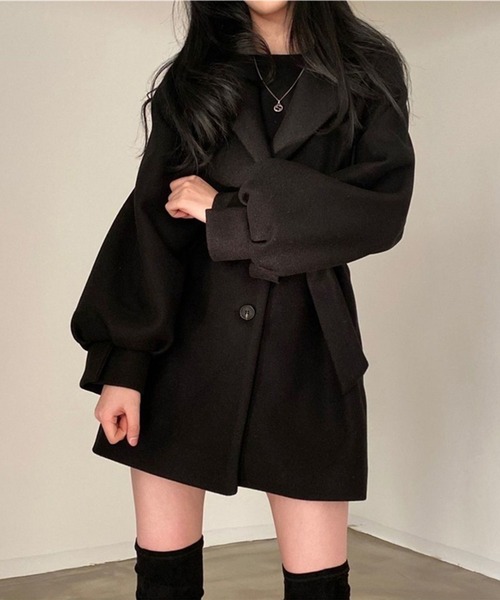 WEGO(ウィゴー)の「WEGO/ウエストマークジャケットワンピース(チェスターコート・レディース・ブラック/アイボリー・LARGE/MEDIUM)」の16枚目の写真